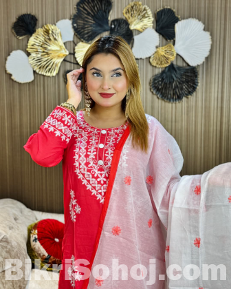 Embroidery Cotton Three Piece